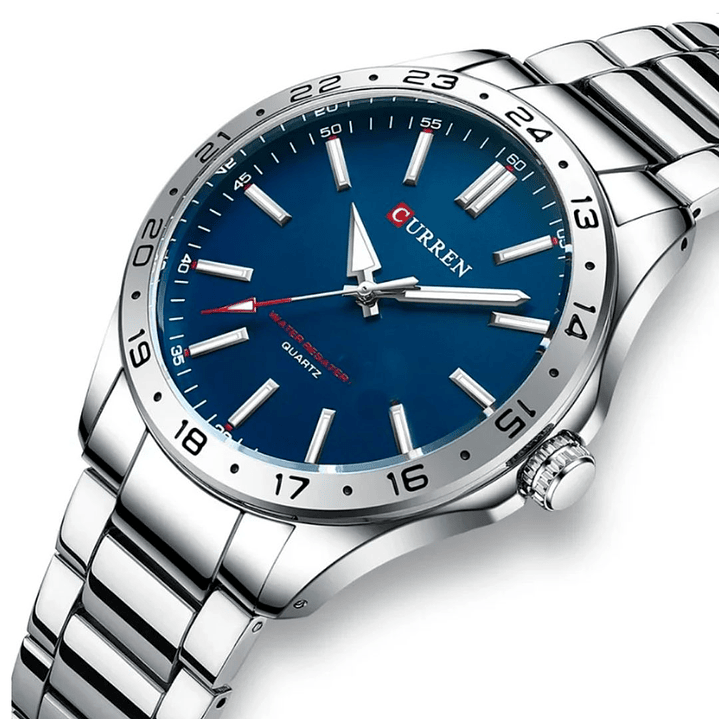 Reloj Análogo Curren Original para Hombre KRED9303 Azul en Acero Inoxidable Color Plateado 3