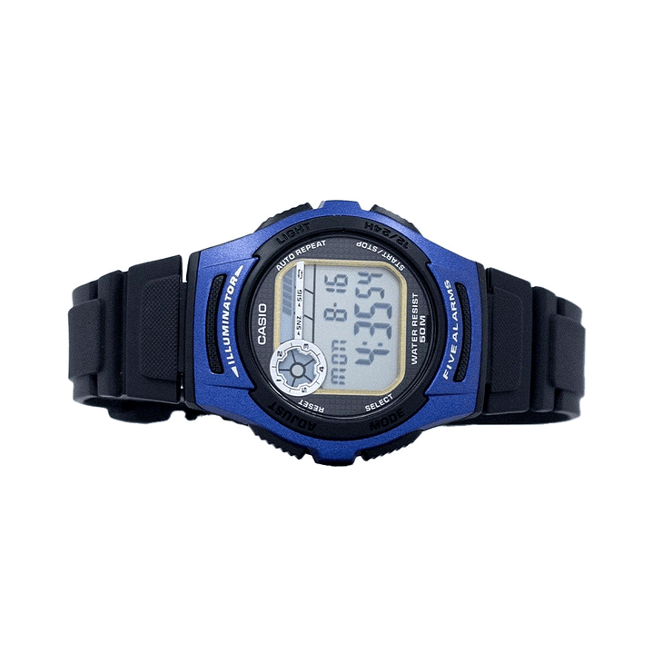 Reloj Digital Deportivo Casio Original W213-2AVCF en Resina Color Azul y Negro 2