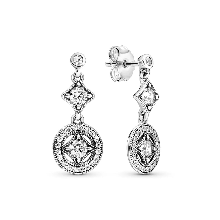 Aretes Pendientes Pandora Atraccion Vintage con Circonitas 290722C Plata 925 4
