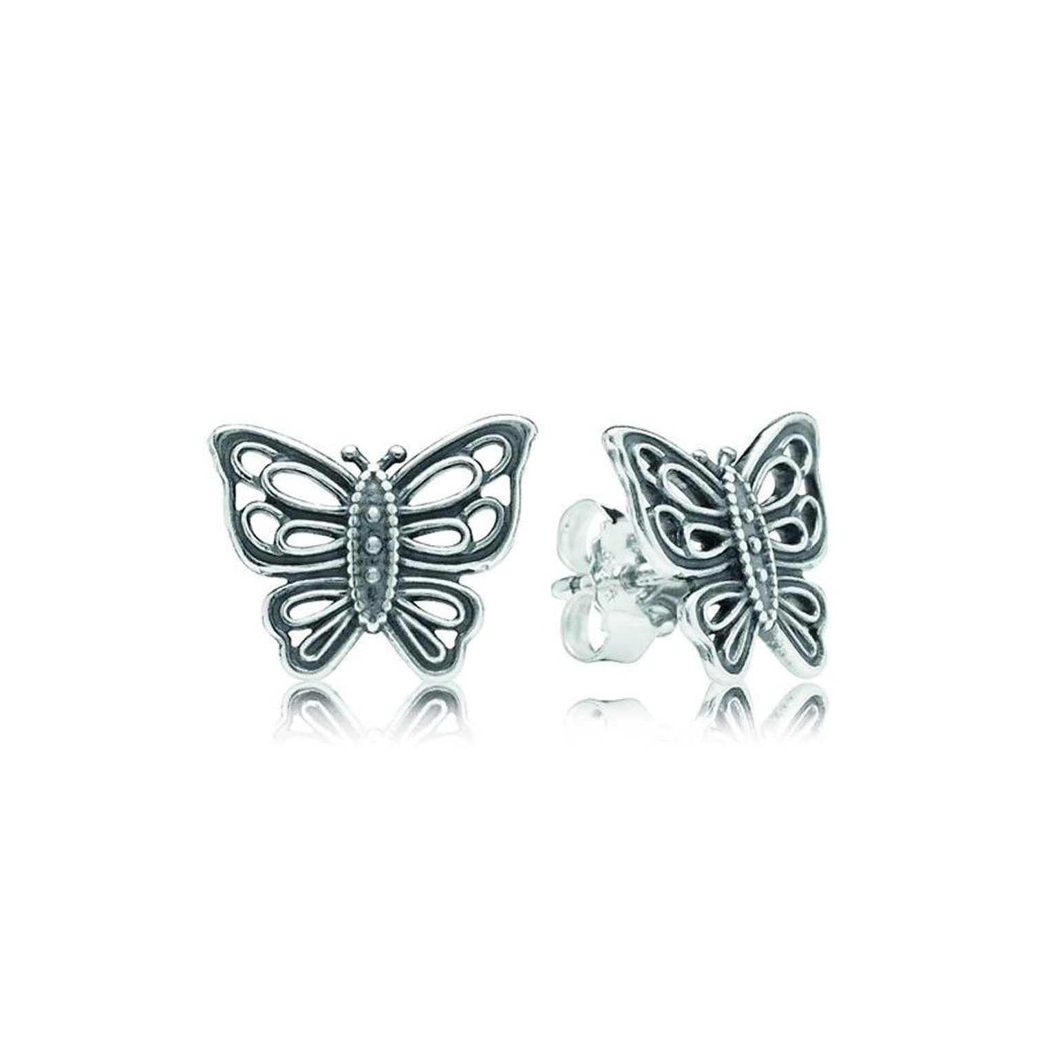 Aretes Pendientes Pandora Mariposas Elegantes Circonica Transparente 290547 Plata 925 1