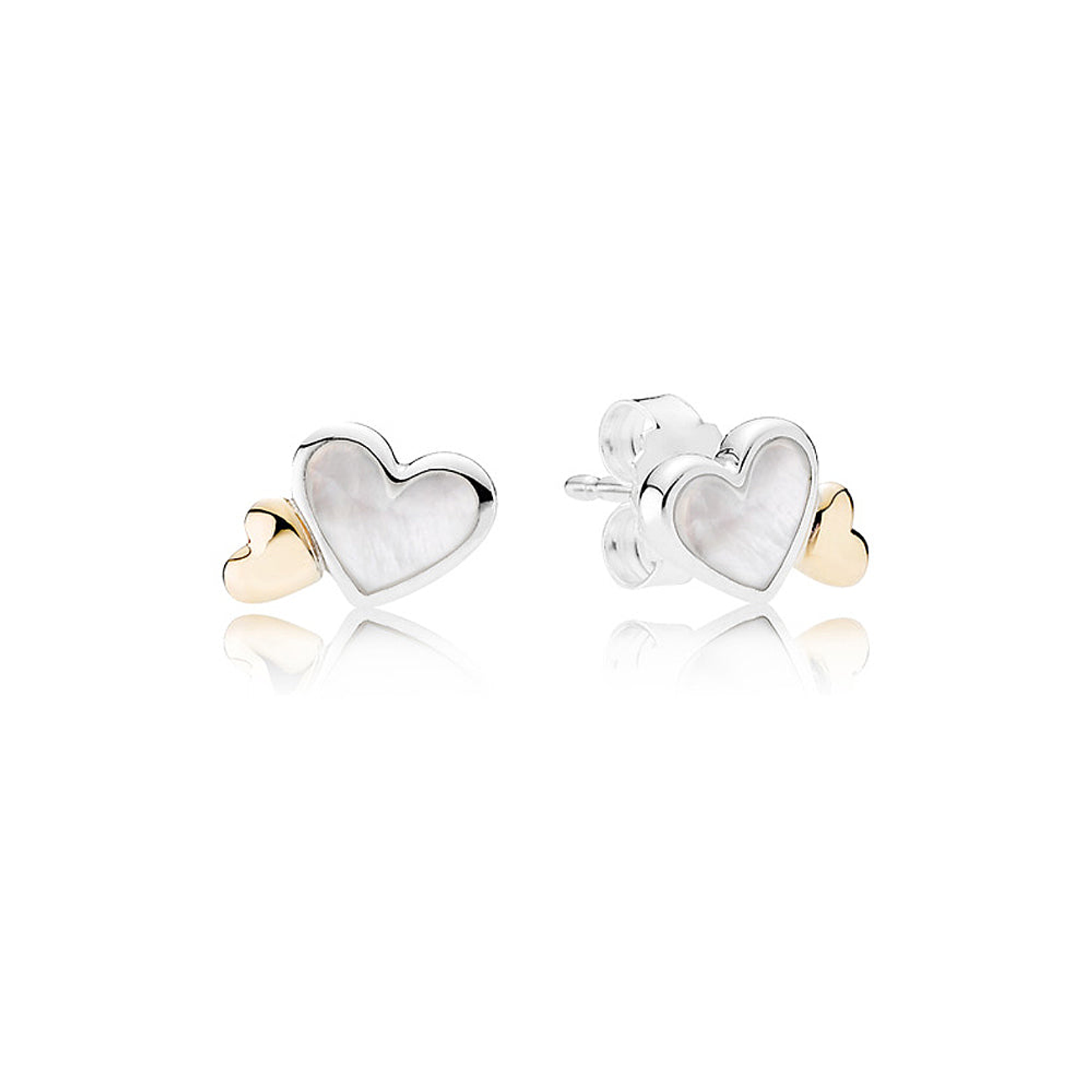 Aretes Pendientes Pandora Tipo Topo Corazones Gemelos 290697MOP Plata 925 1