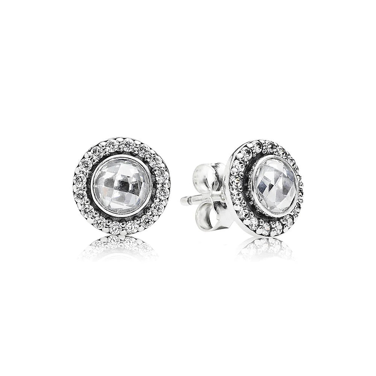 Aretes Pendientes Pandora Tipo Topo Redondo con Detalles en Circonita 290553CZ Plata 925 1