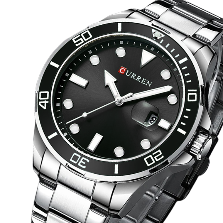 Reloj Análogo Curren Original KREd17190119 para Hombre Acero Color Plata y Negro 2