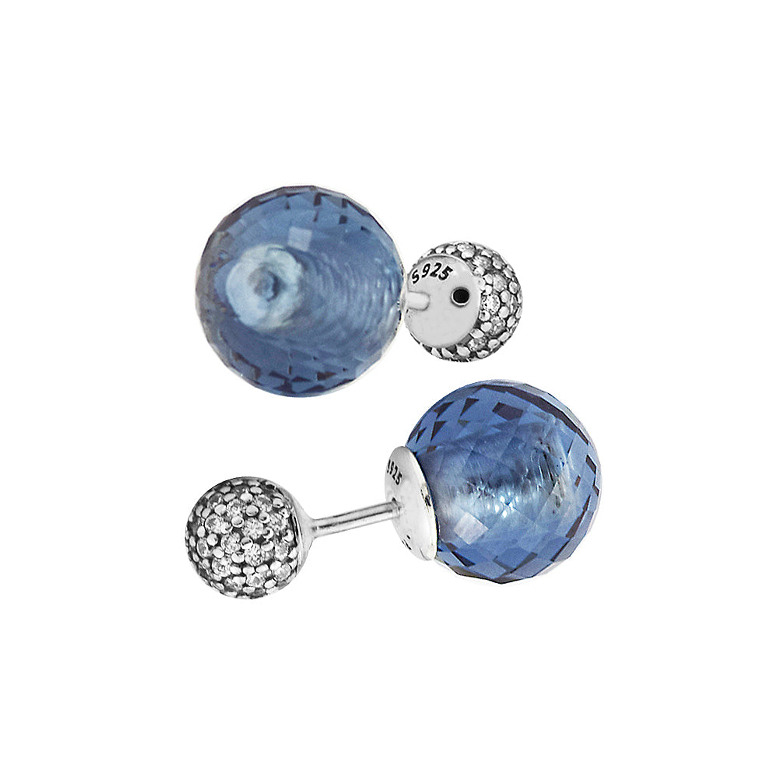 Aretes Pendientes Pandora Esferas Gemelas Circonita Fucsia 296355NBC Plata 925 1