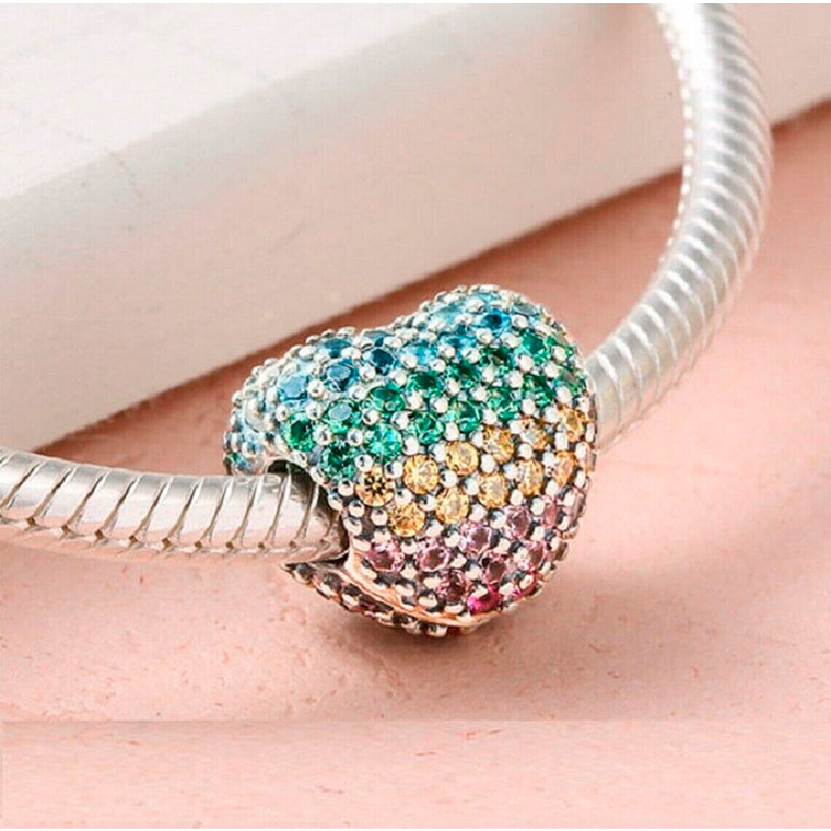 Clip Pandora Original para Mujer 797221NRPMX Pave Corazón Arcoiris s925 5