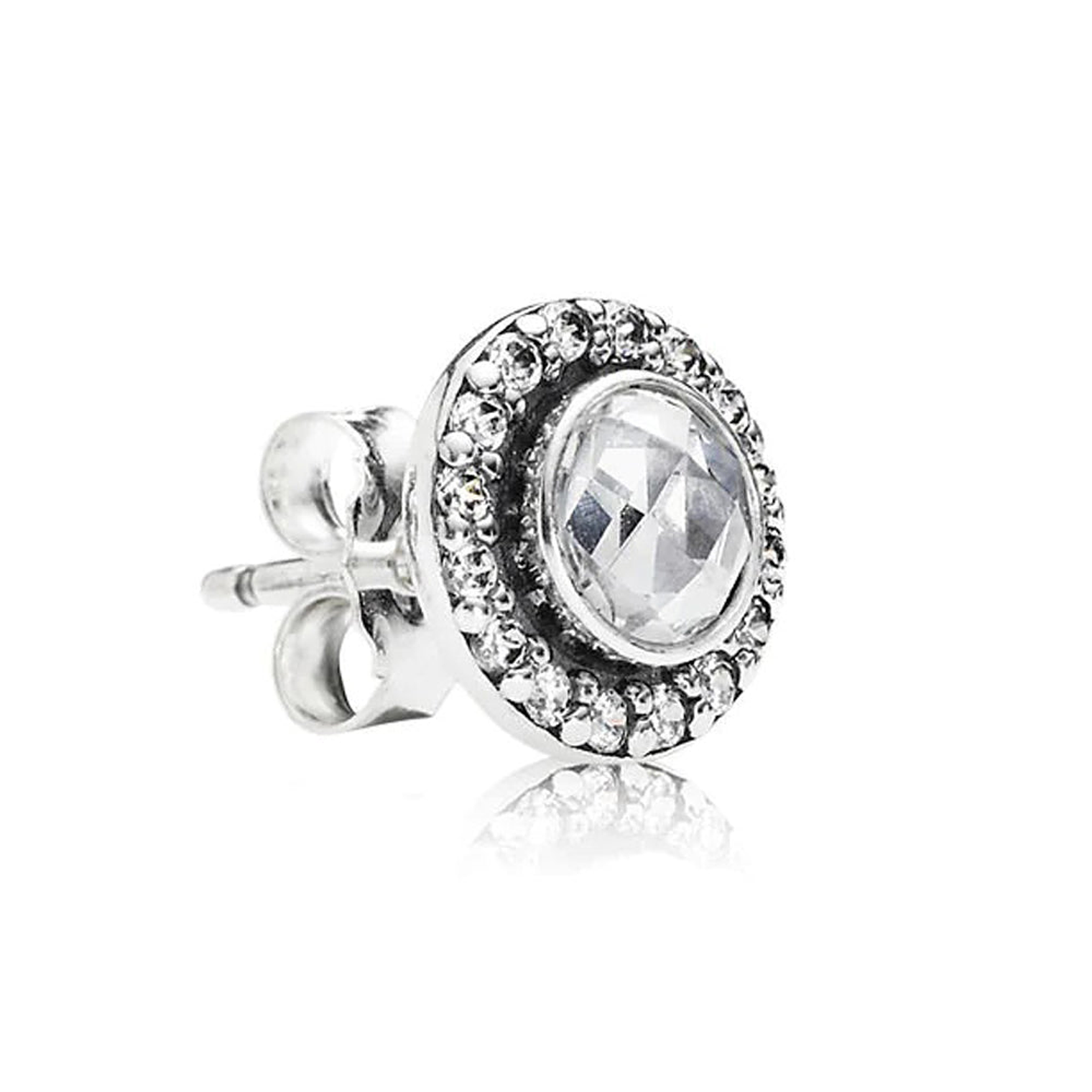 Aretes Pendientes Pandora Tipo Topo Redondo con Detalles en Circonita 290553CZ Plata 925 3