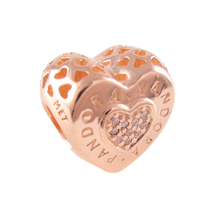 Charm Pandora Original para Mujer 787375CZ Rose Logo Love Heart s925 2