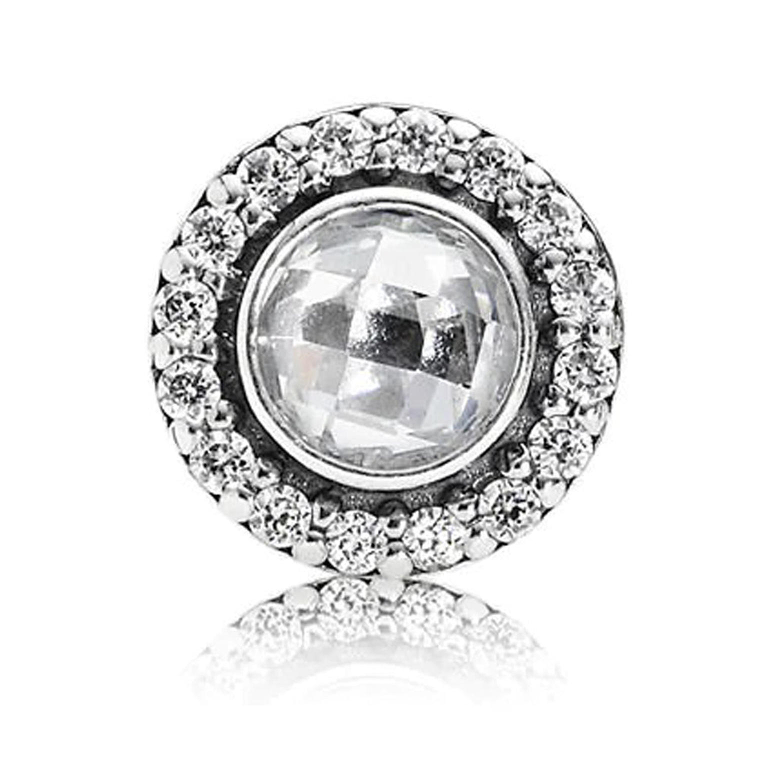 Aretes Pendientes Pandora Tipo Topo Redondo con Detalles en Circonita 290553CZ Plata 925 5