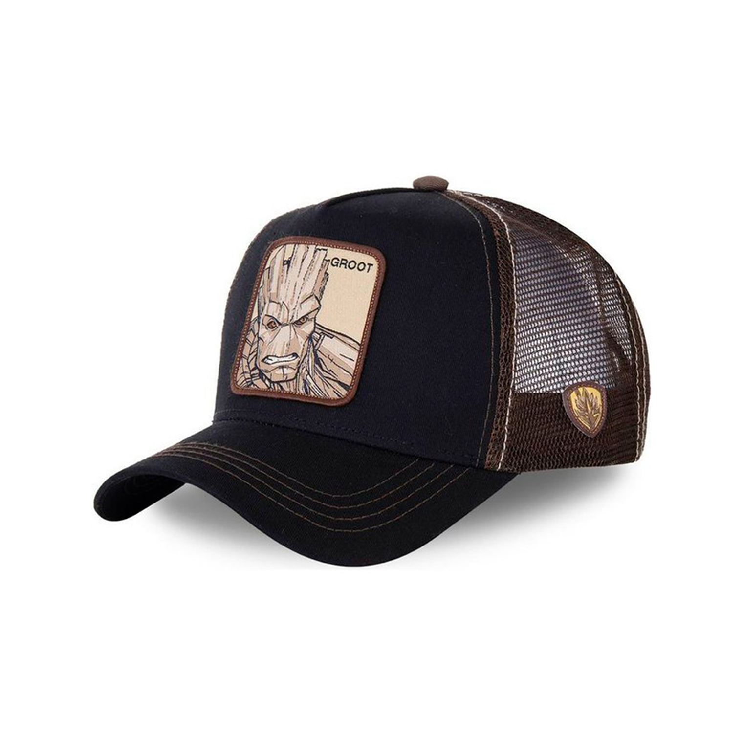 Gorra estilo Beisbol Snapback Malla Groot Negro y Marron 1