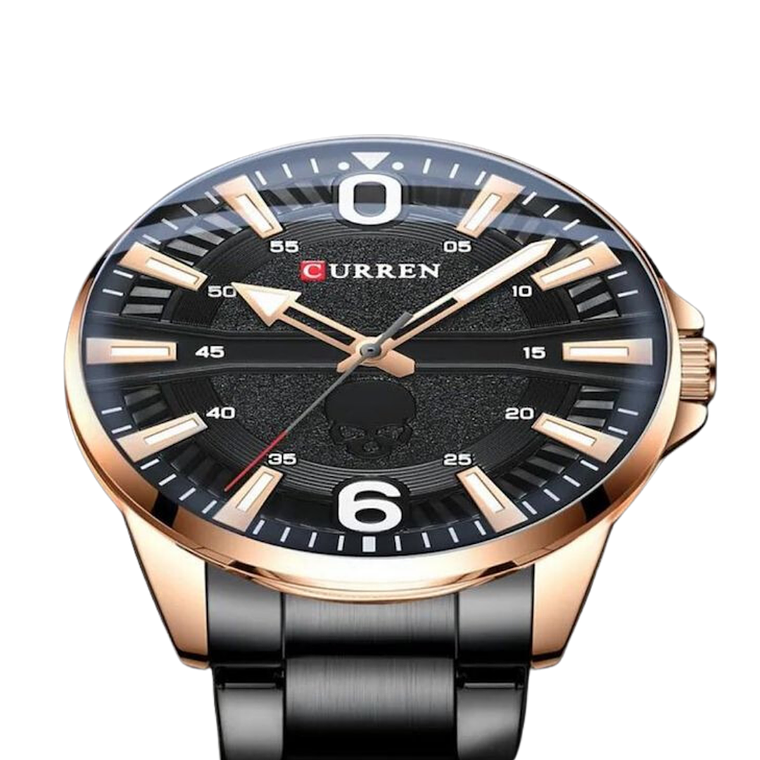 Reloj Análogo Curren Original KREd240120 para Hombre Acero Color Negro y Dorado 3