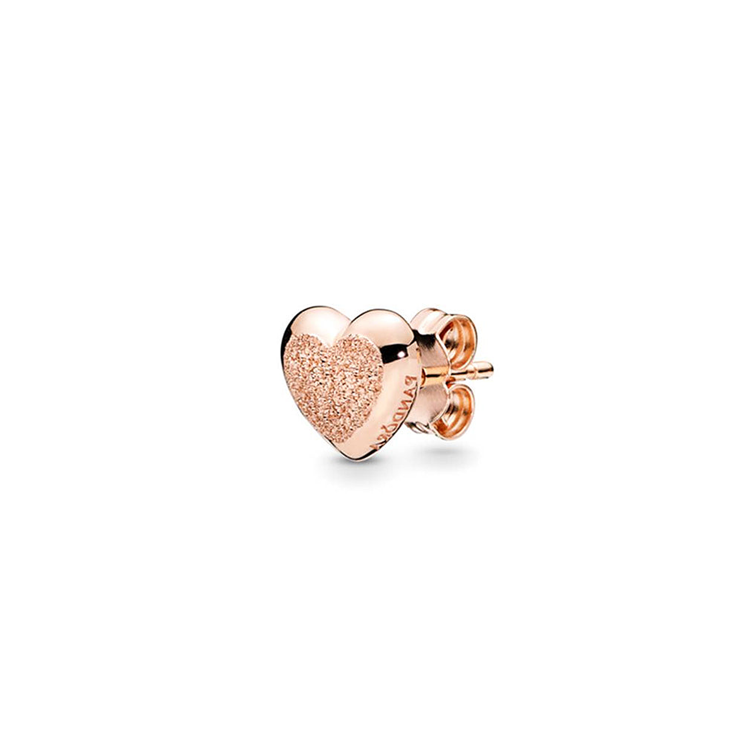 Aretes Pendientes Pandora Corazon Matte Brillante 287928 Oro Rosa 14K 4