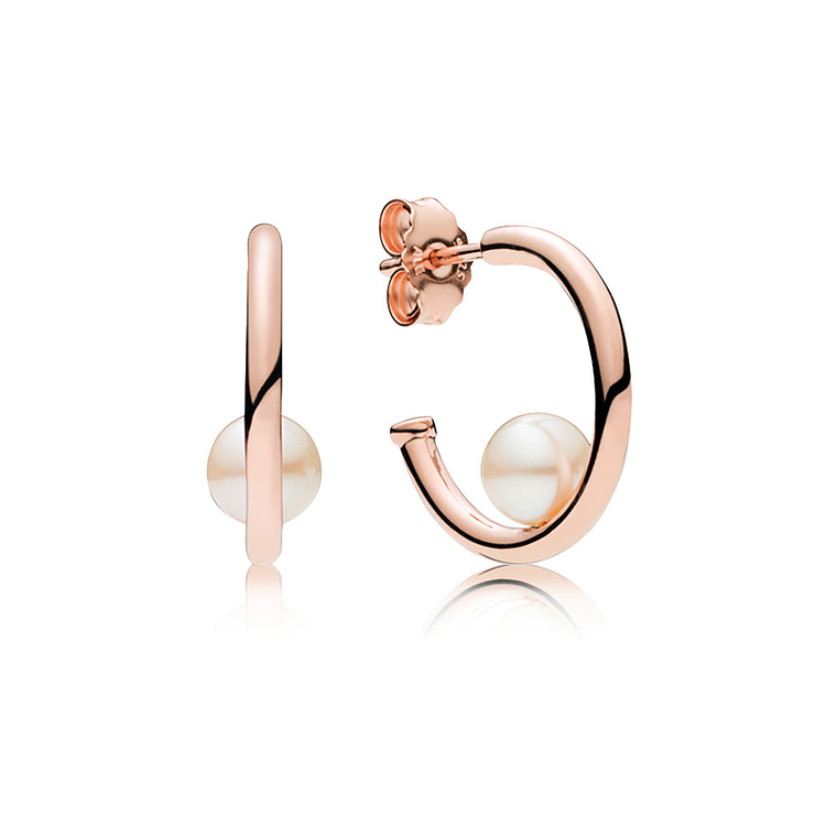 Aretes Pendientes Pandora Rose Aro de Perlas con Circonita 297528P Plata 925 1