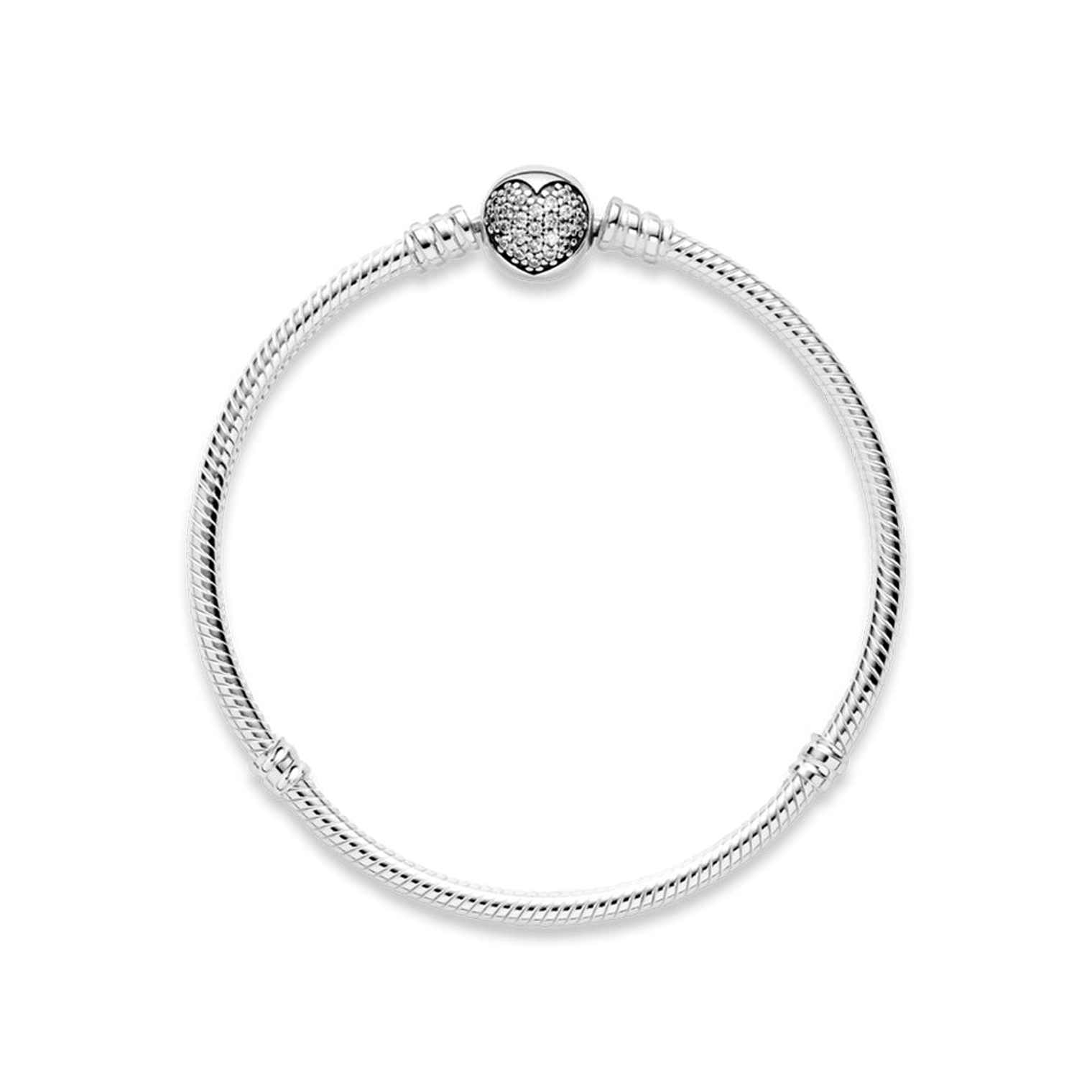 Pulsera Brazalete Pandora Cadena de Serpiente con Cierre de Corazón Brillante 590743CZ Plata 925 Talla 18cm 3