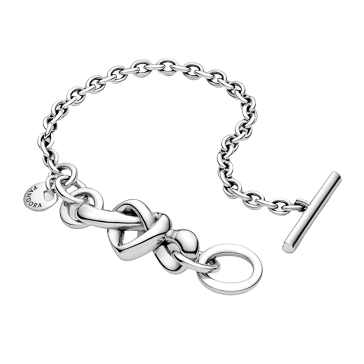Pulsera Brazalete Pandora Cadena Nudo de Corazon 598100 Plata 925 Talla 18cm 2