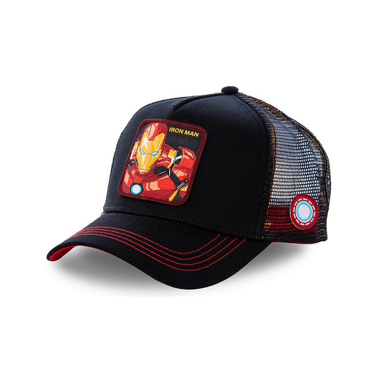 Gorra estilo Beisbol Snapback Malla IRONMAN Negro y Rojo 1