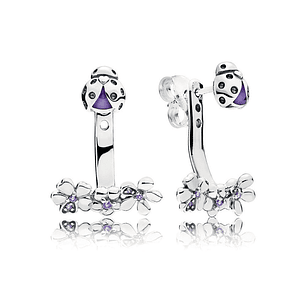 Aretes Pendientes Pandora Doble Uso Pradera de Mariquitas 297123NLC Plata 925