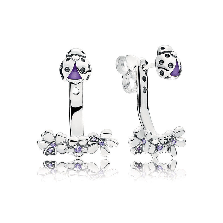 Aretes Pendientes Pandora Doble Uso Pradera de Mariquitas 297123NLC Plata 925 1
