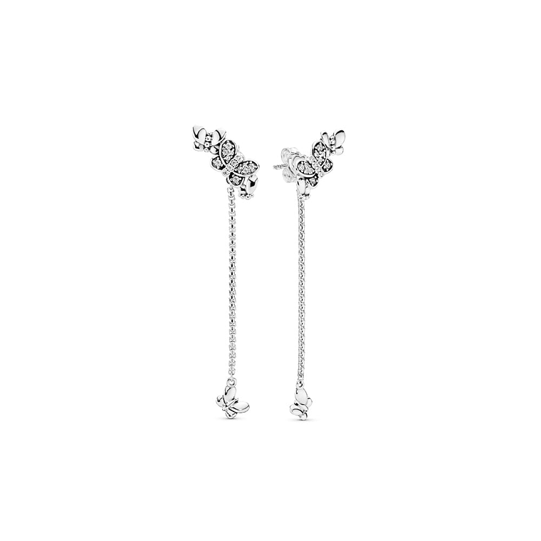 Aretes Pendientes Pandora Mariposas con Circonitas Cubicas Transparentes 297964CZ Plata 925 1