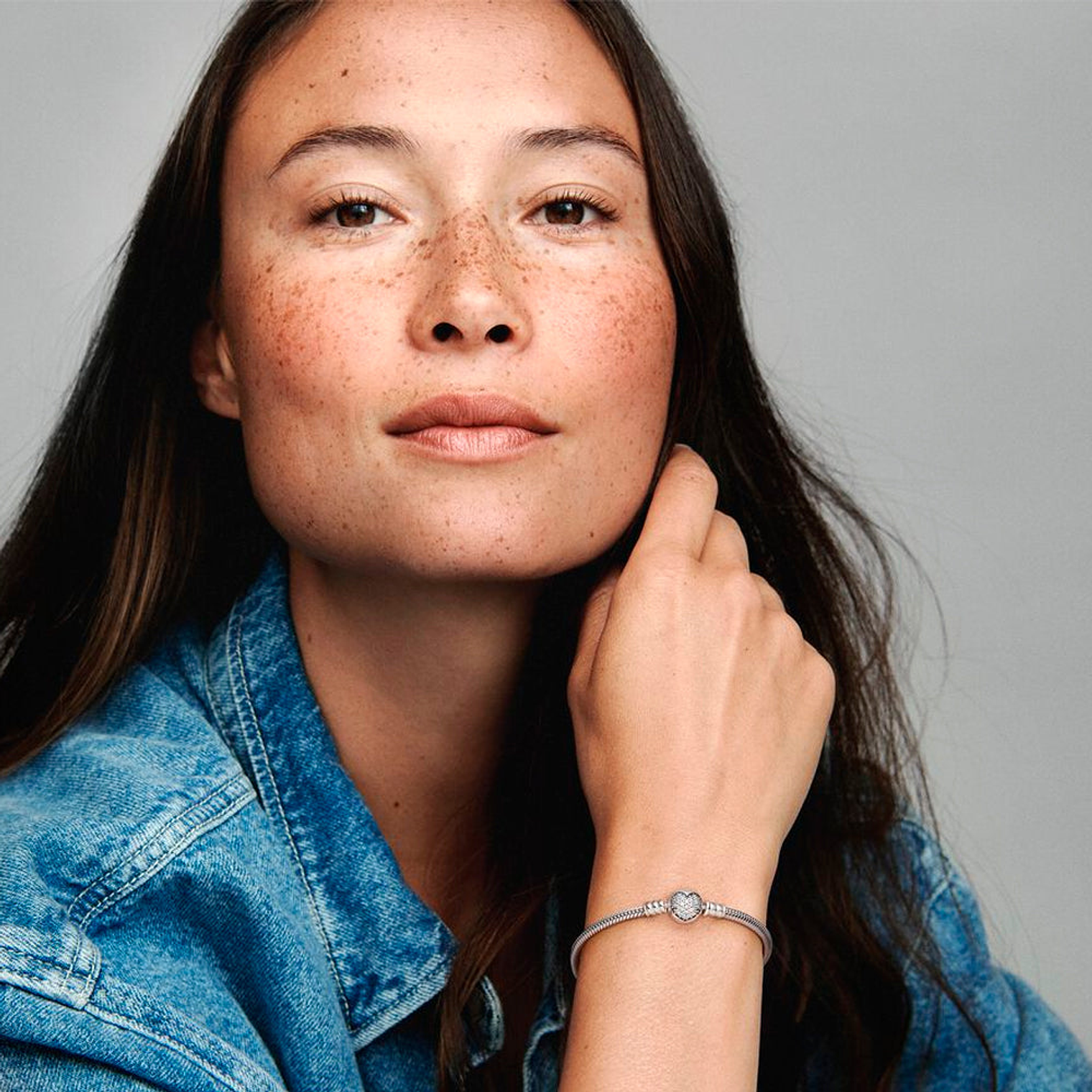 Pulsera Brazalete Pandora Cadena de Serpiente con Cierre de Corazón Brillante 590743CZ Plata 925 Talla 18cm 5