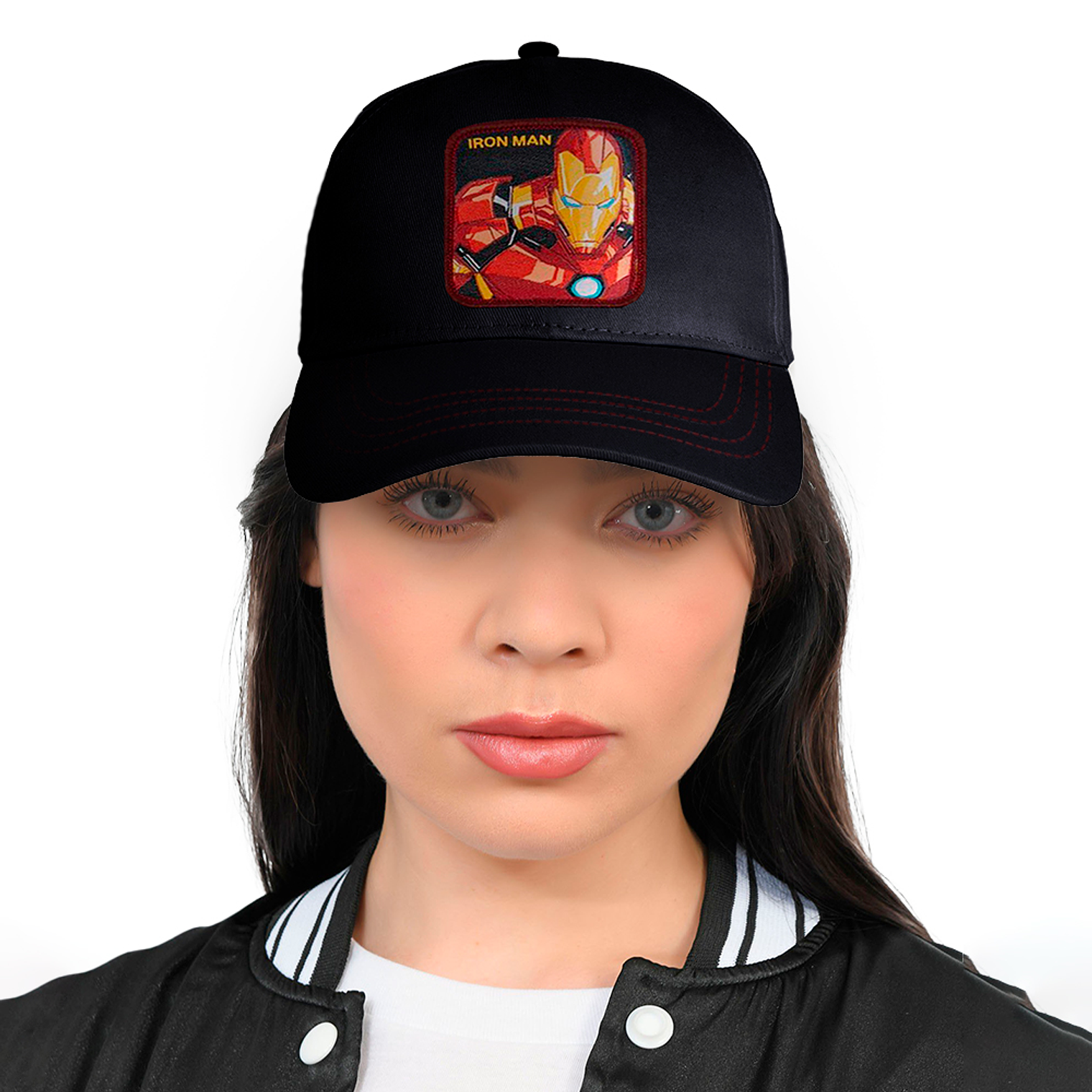 Gorra estilo Beisbol Snapback Malla IRONMAN Negro y Rojo 3