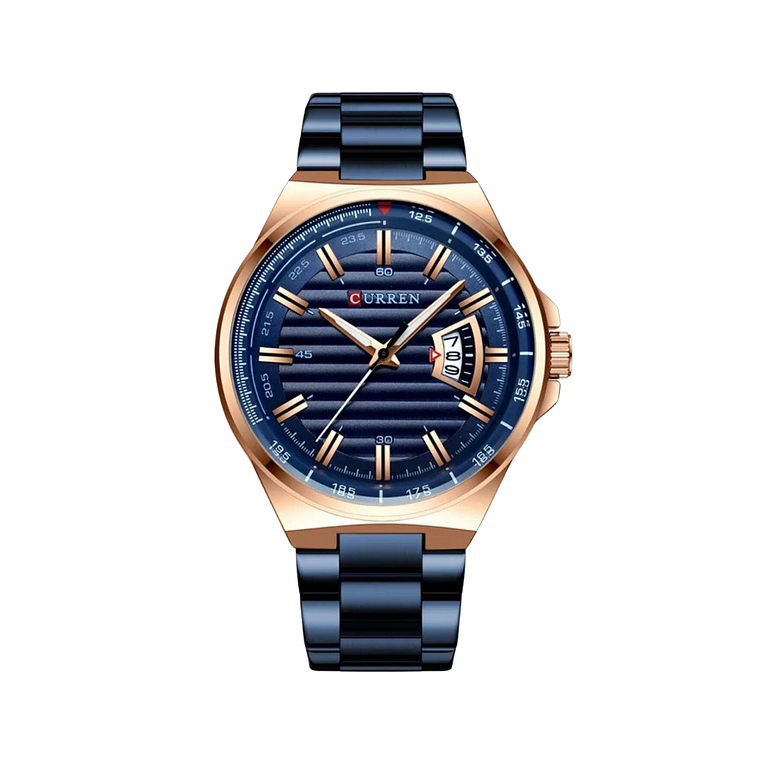 Reloj Análogo Curren Original KREd012003 para Hombre Acero Color Azul y Dorado 1