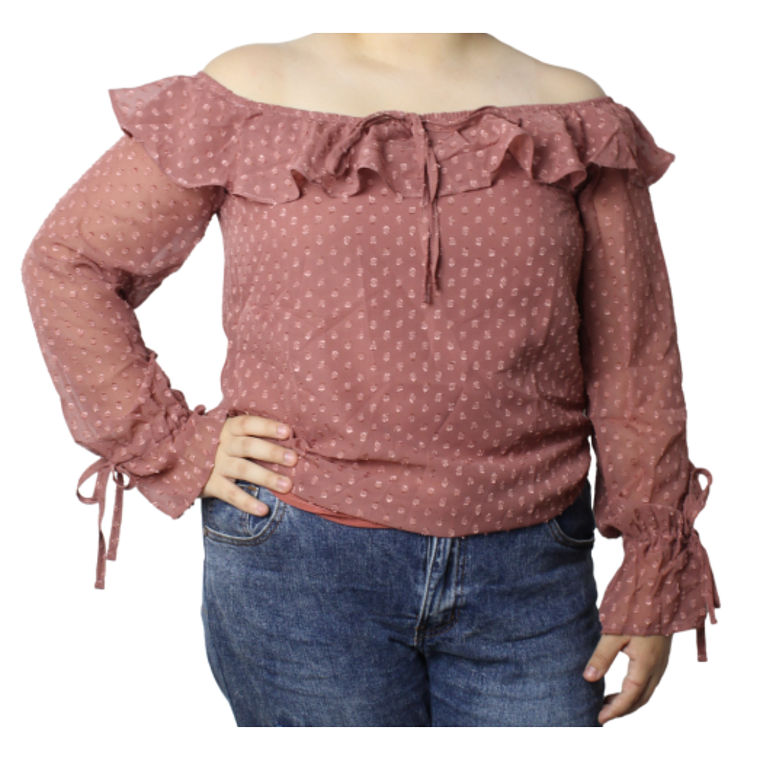 Blusa Manga Larga Mujer Color Coral Talla M 1