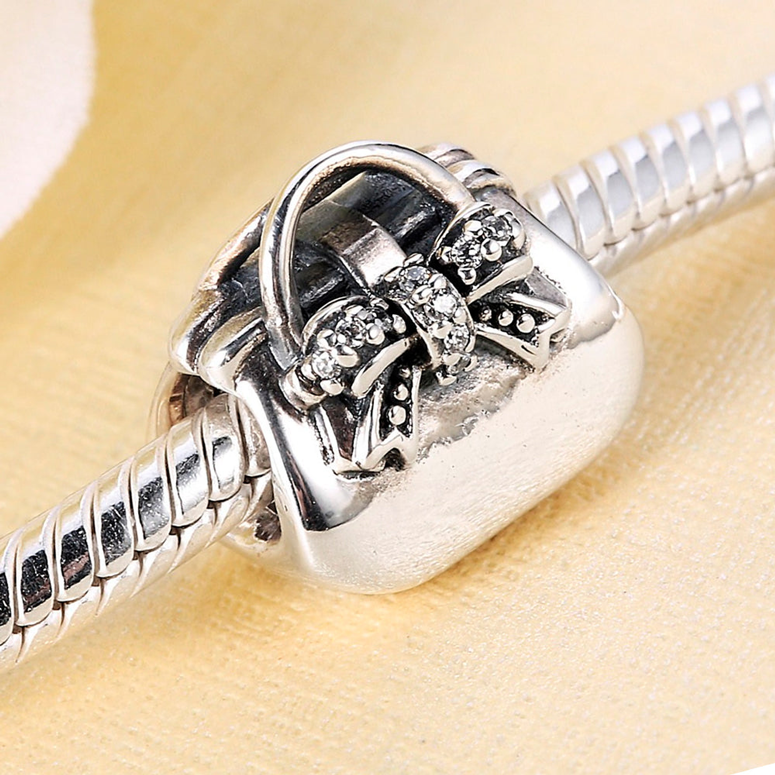 Charm Dije Pandora Original para Mujer 791534CZ Bolso Brillante Plata s925 3