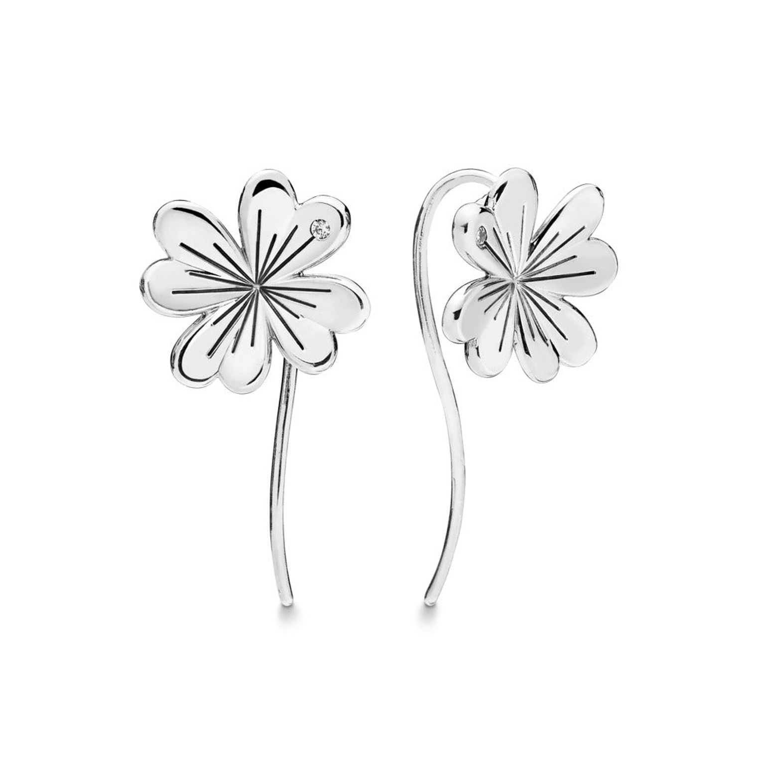 Aretes Pendientes Pandora Trebol de Cuatro Hojas 297908CZ Plata 925 1