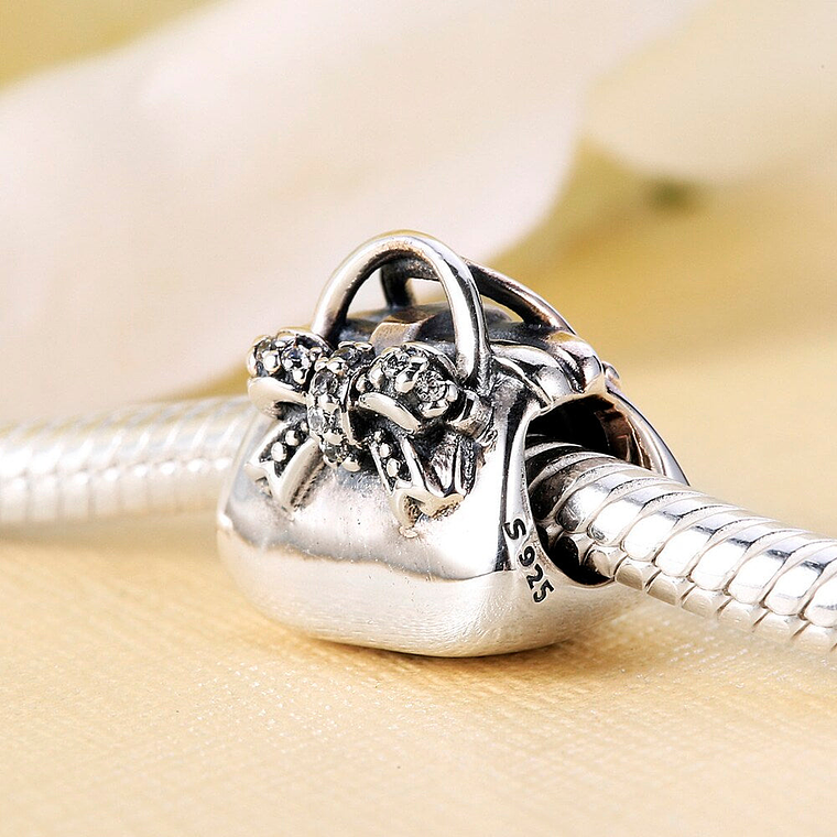 Charm Dije Pandora Original para Mujer 791534CZ Bolso Brillante Plata s925 4