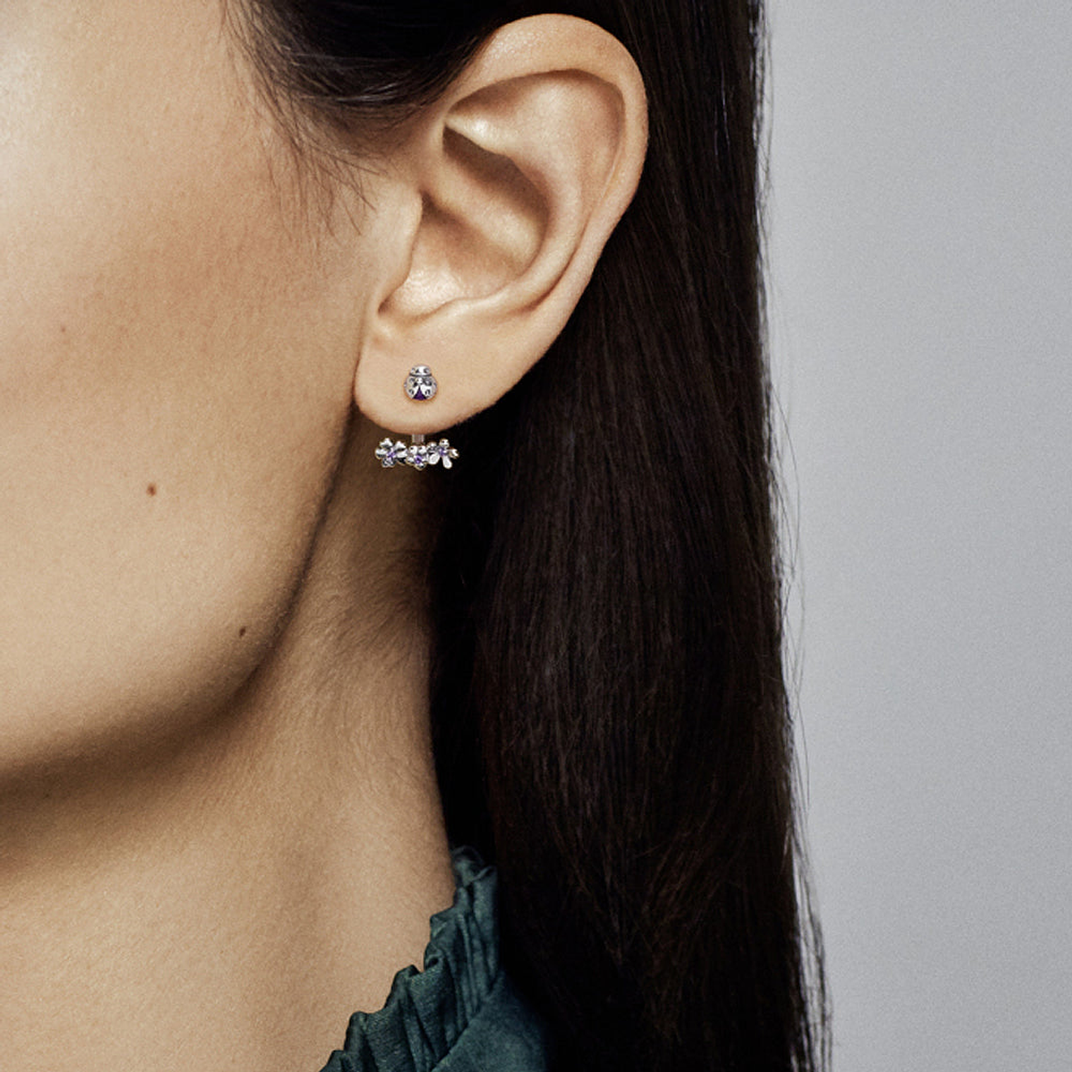 Aretes Pendientes Pandora Doble Uso Pradera de Mariquitas 297123NLC Plata 925 5