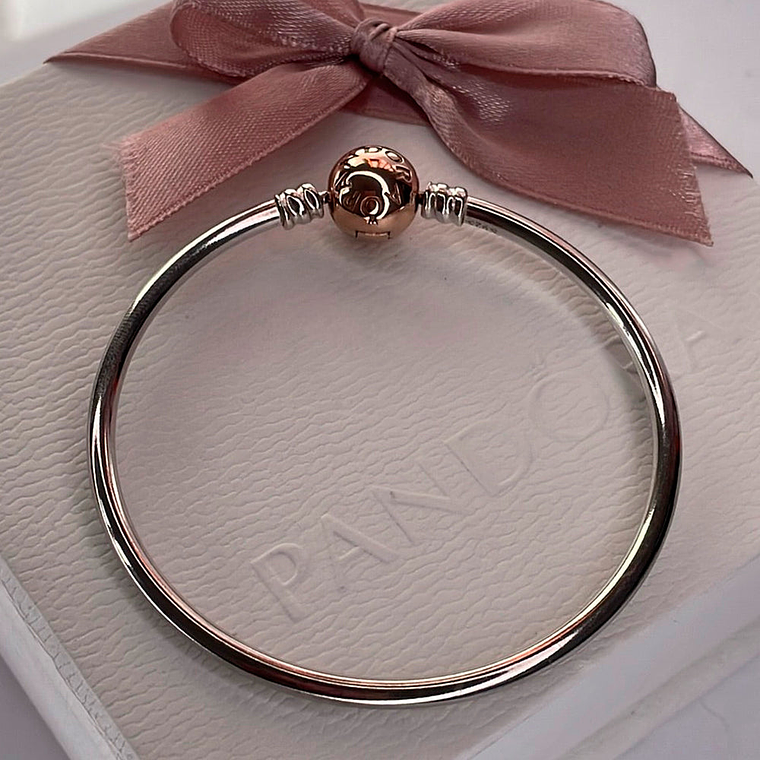 Pulsera Brazalete Pandora con Cierre Circular Color Rosa 580713 Plata 925 Talla 18cm 3