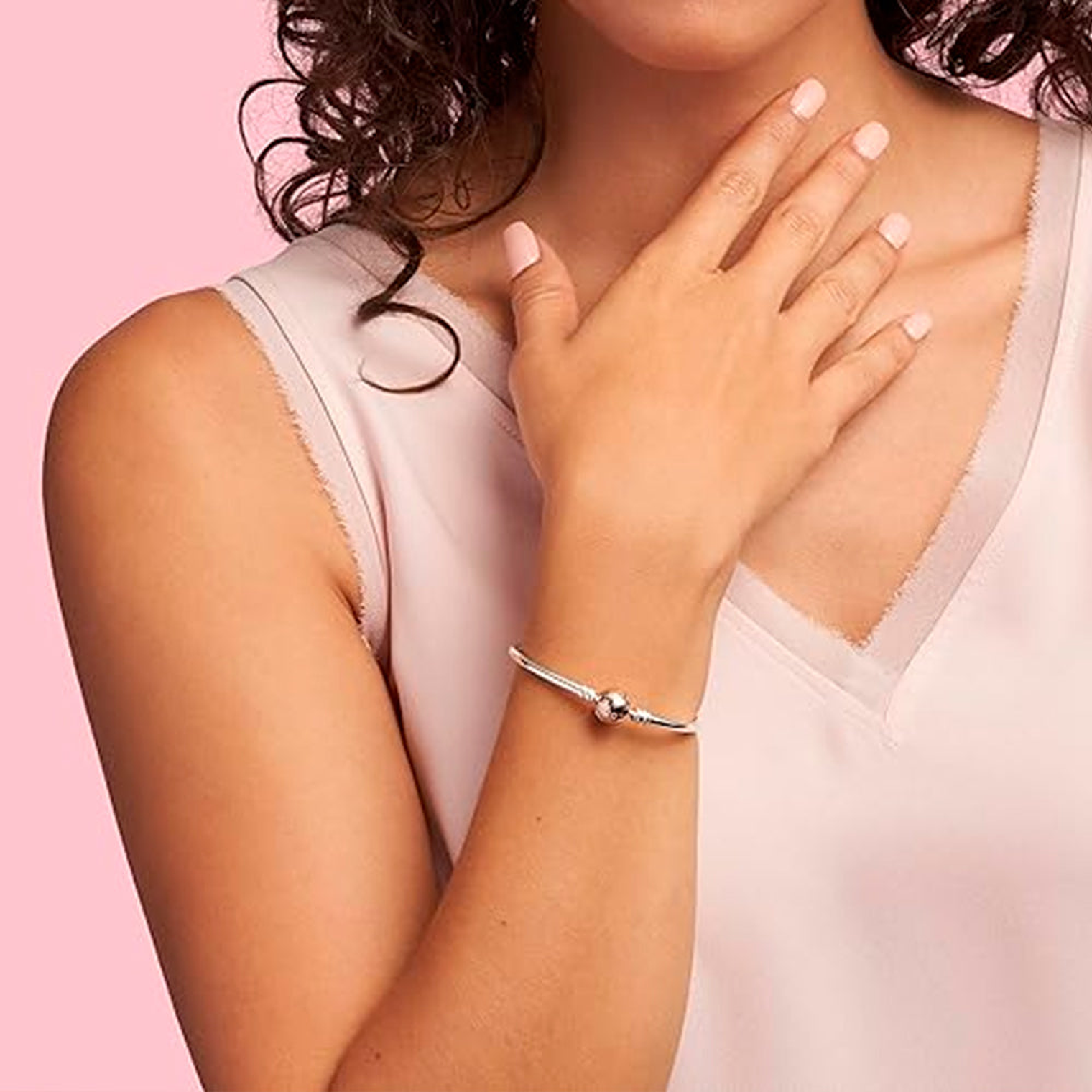 Pulsera Brazalete Pandora con Cierre Circular Color Rosa 580713 Plata 925 Talla 18cm 5