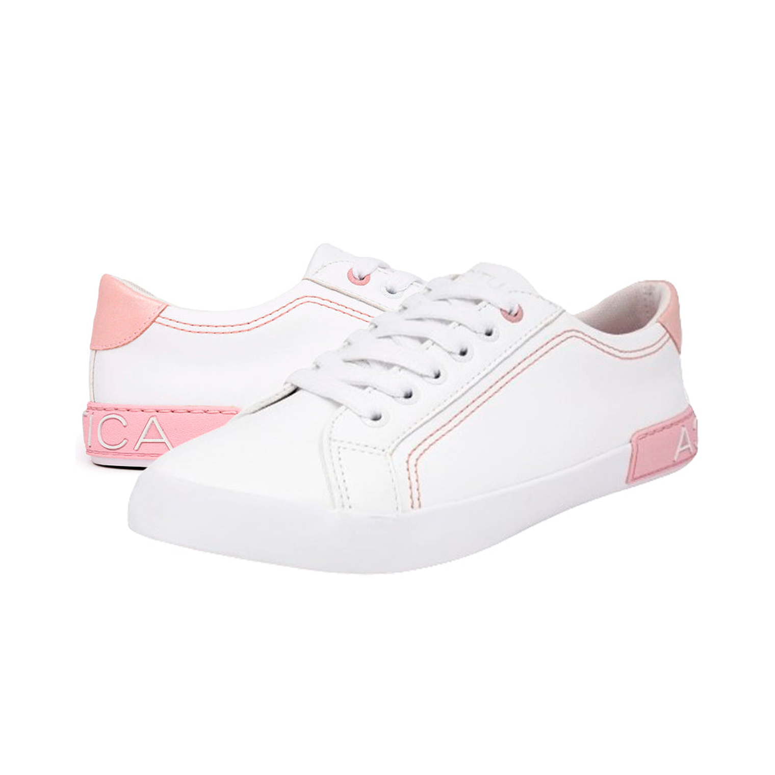 Zapatillas Nautica KW2526 Logo Lace-Up Original Color Blanco y Rosado Unisex 1