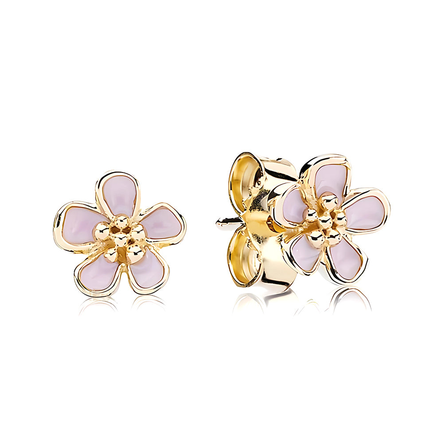 Aretes Pendientes Pandora Flor de Cerezo Bañada en Oro 14k 250318EN40 Plata 925 1