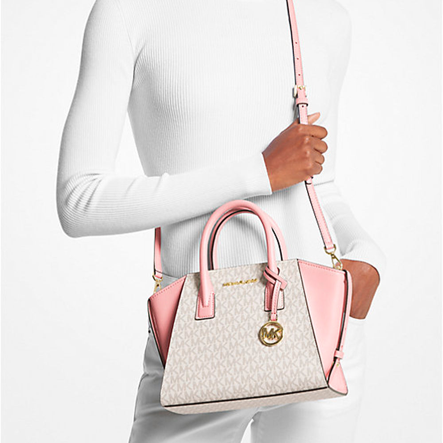 Cartera Michael Kors 35F1G4VM2B Original Color Rosa y Blanco 3
