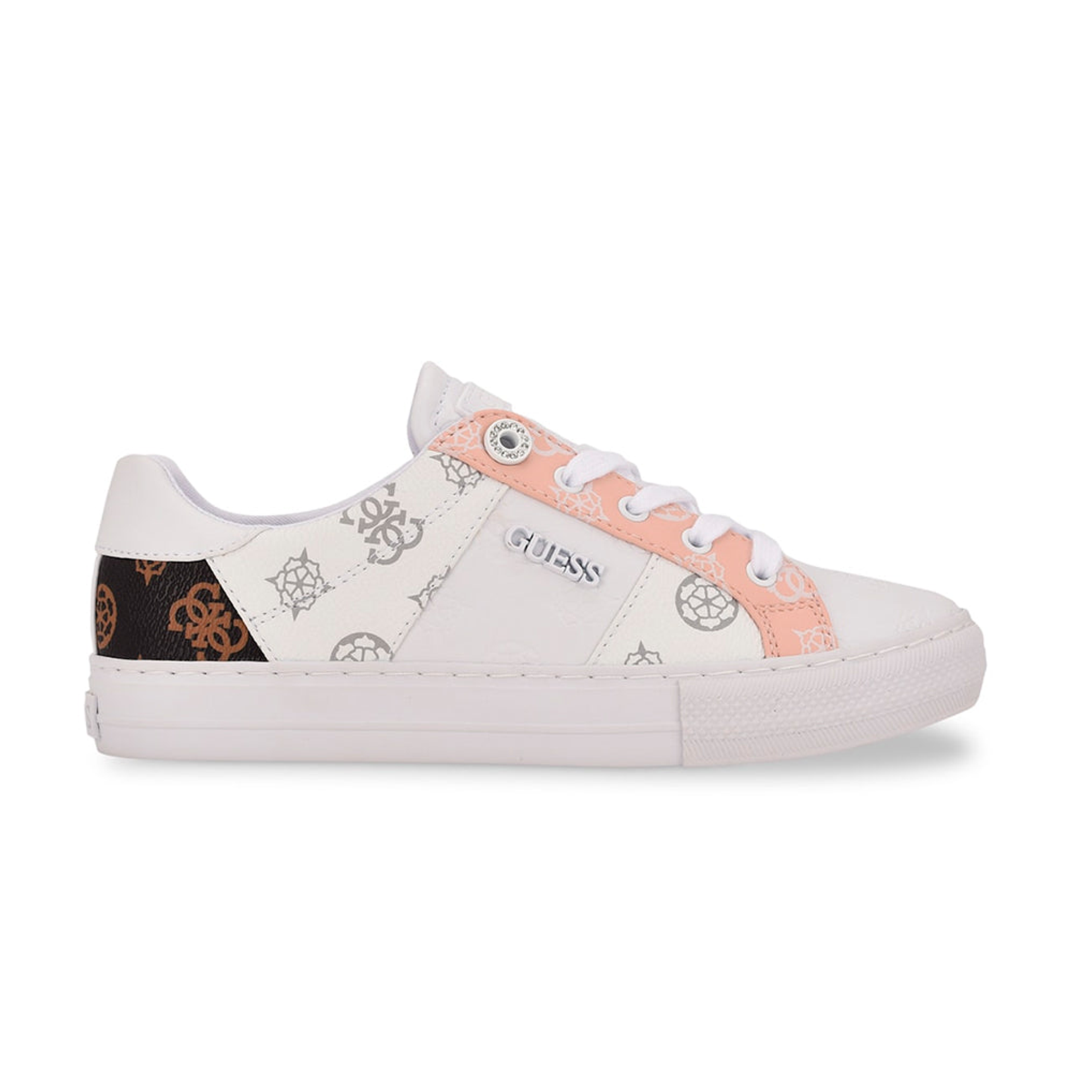 Zapatillas Guess Loven Light Pink Original Color Blanco con Detalles  2