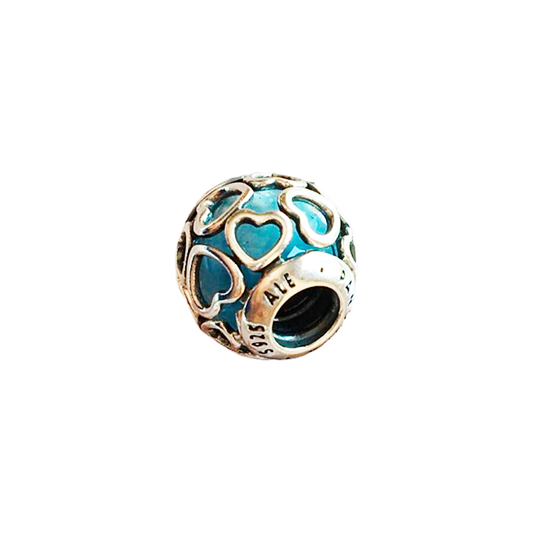 Charm Dije Pandora Original para Mujer 792036NBS Encerrado En El Amor Azul Plata 925 3