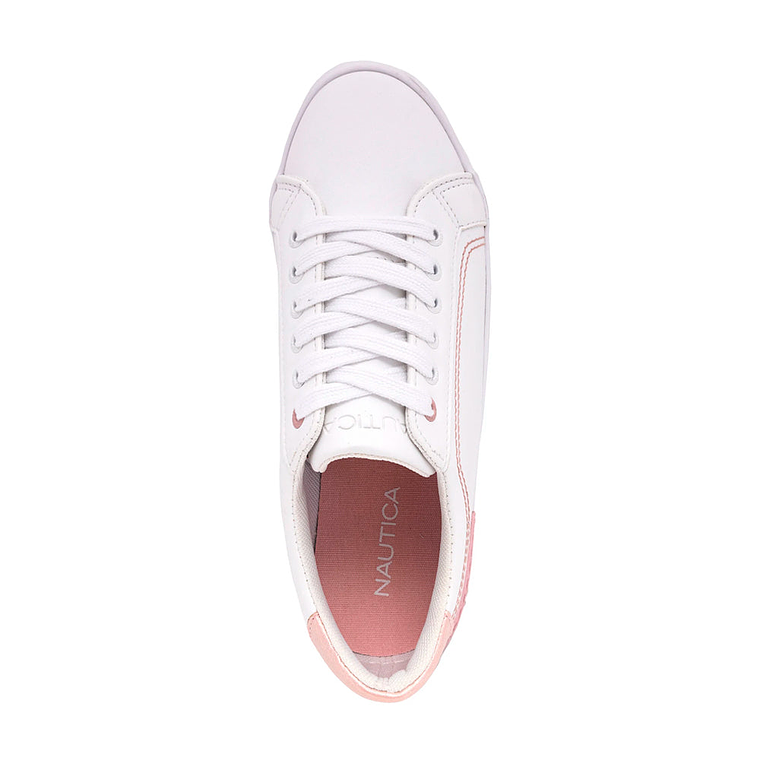 Zapatillas Nautica KW2526 Logo Lace-Up Original Color Blanco y Rosado Unisex 3