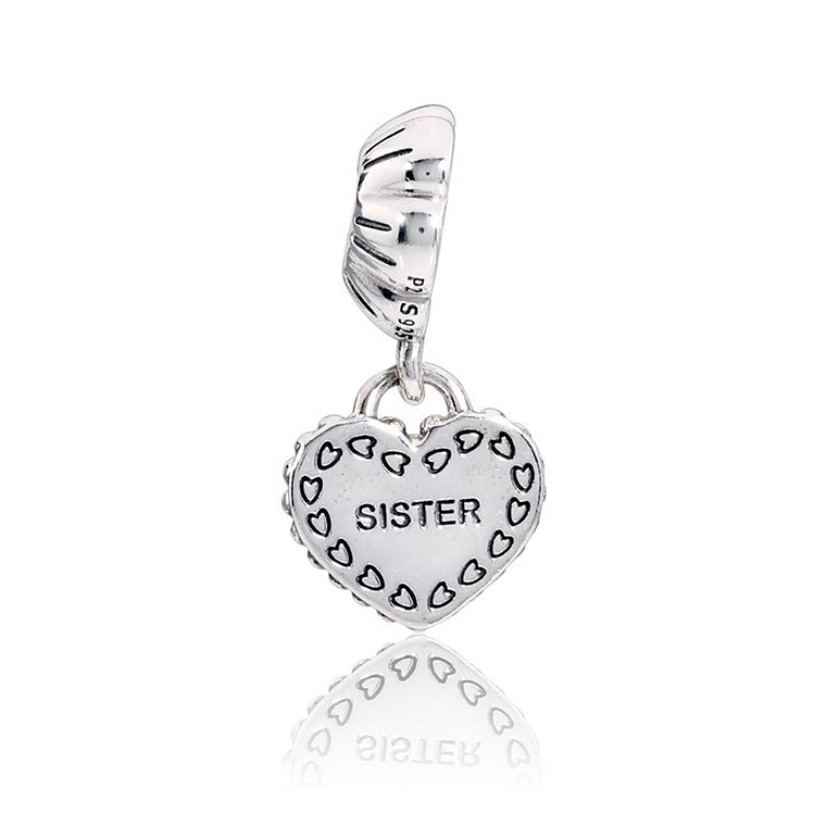 Charm Colgante Pandora Original para Mujer 791383 My Special Sister Dos Partes s925 2
