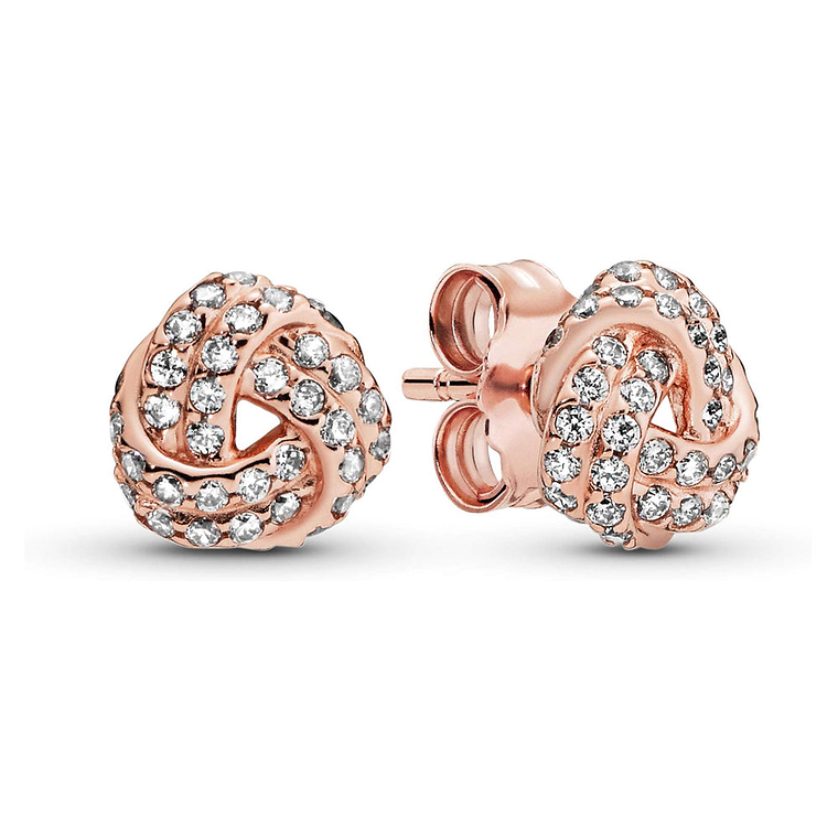 Aretes Pendientes Pandora Tipo Topo Nudo de Amor Rosa 280696CZ Plata 925 1