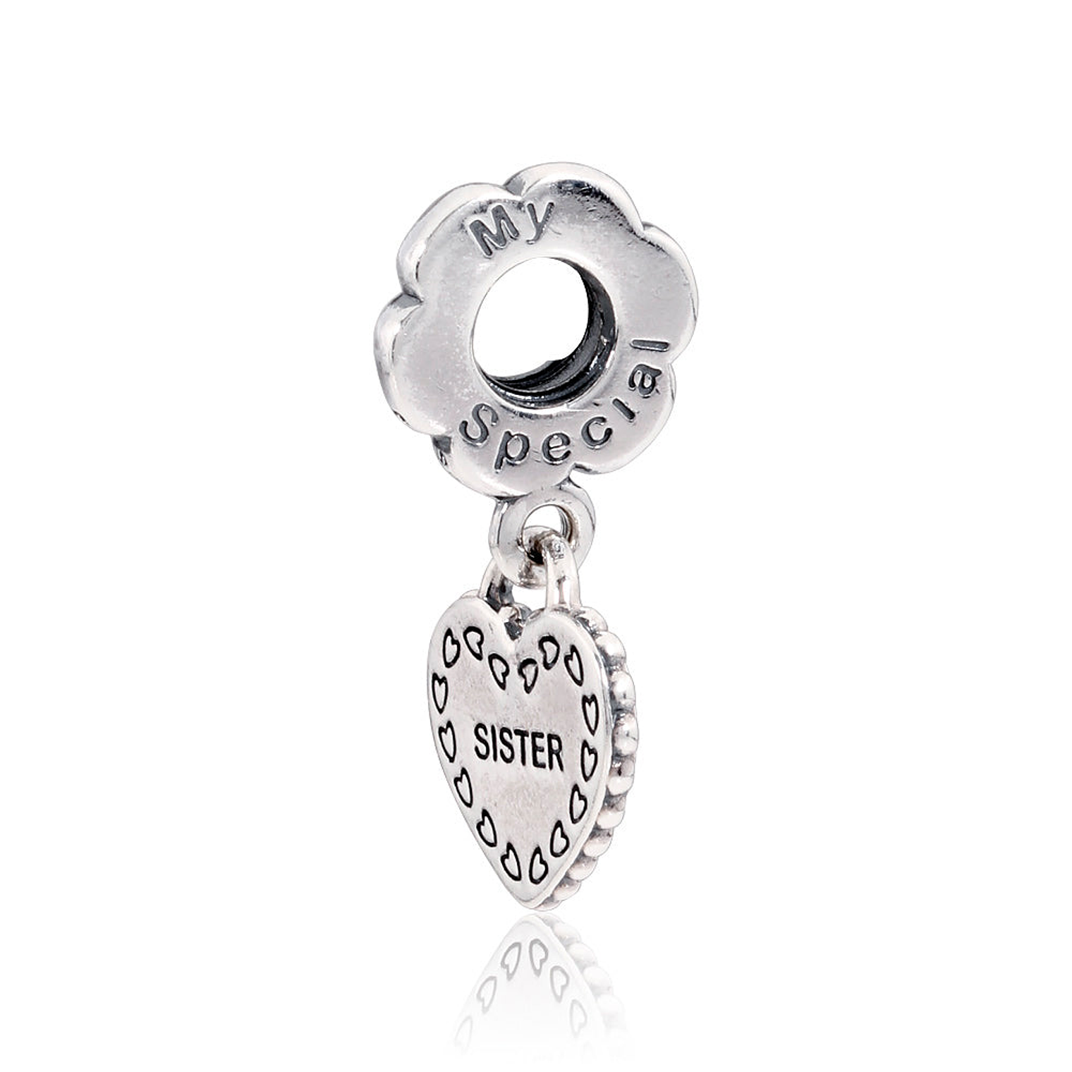 Charm Colgante Pandora Original para Mujer 791383 My Special Sister Dos Partes s925 3