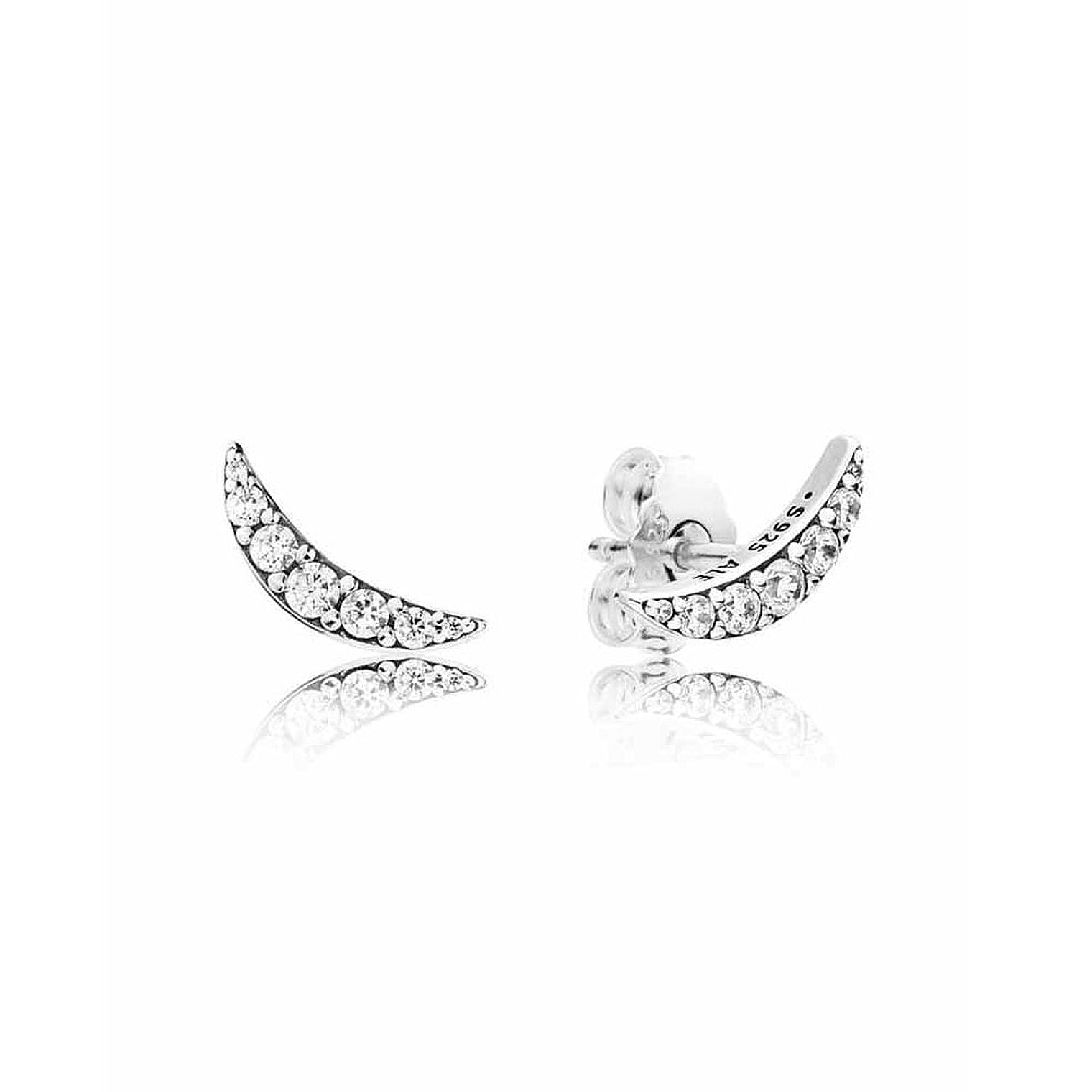 Aretes Pendientes Pandora Luna Creciente Brillante con Circonita 297569CZ Plata 925 1