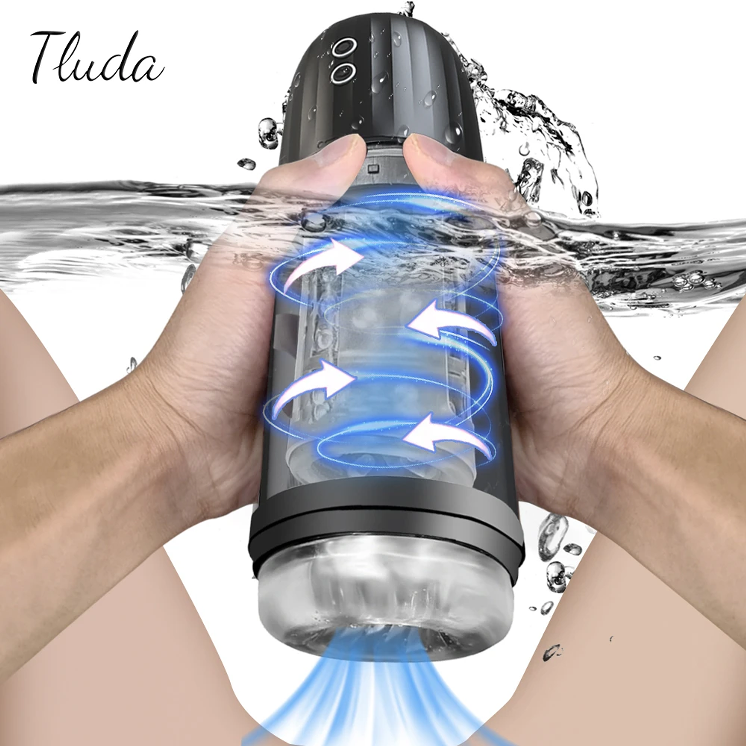 Maquina De Succion Impermeable Masculino Tluda FJB12 en Silicona Medica Color Negro 1