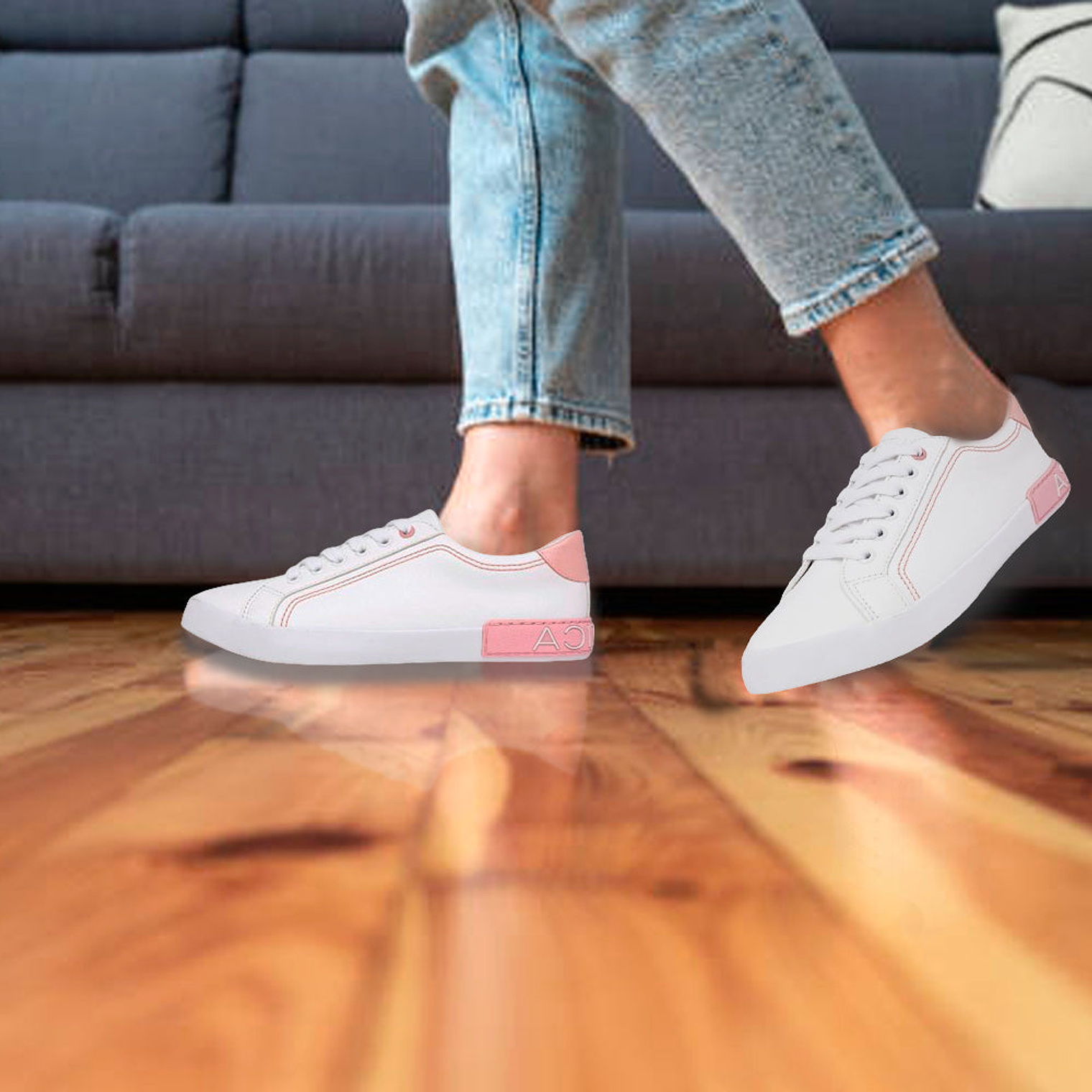 Zapatillas Nautica KW2526 Logo Lace-Up Original Color Blanco y Rosado Unisex 6