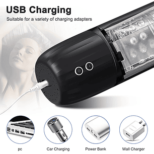 Maquina De Succion Impermeable Masculino Tluda FJB12 en Silicona Medica Color Negro