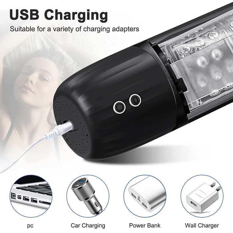 Maquina De Succion Impermeable Masculino Tluda FJB12 en Silicona Medica Color Negro 2