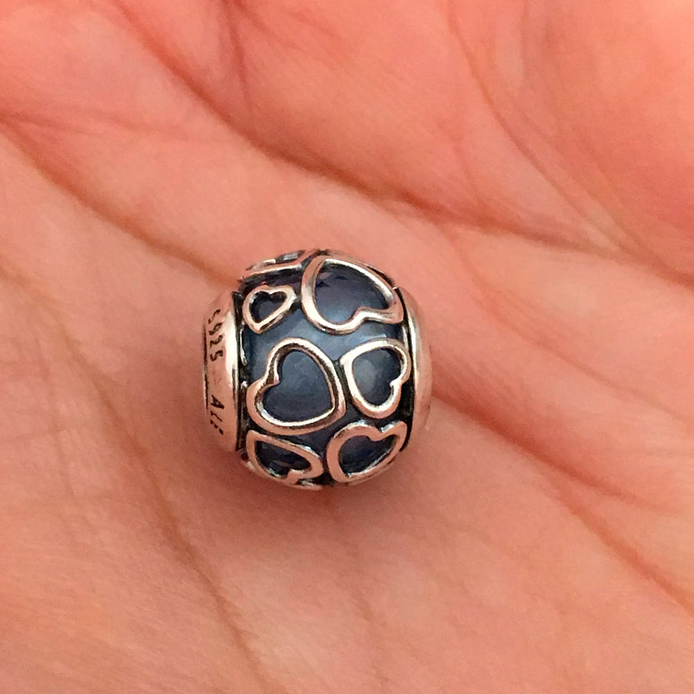 Charm Dije Pandora Original para Mujer 792036NBS Encerrado En El Amor Azul Plata 925 5
