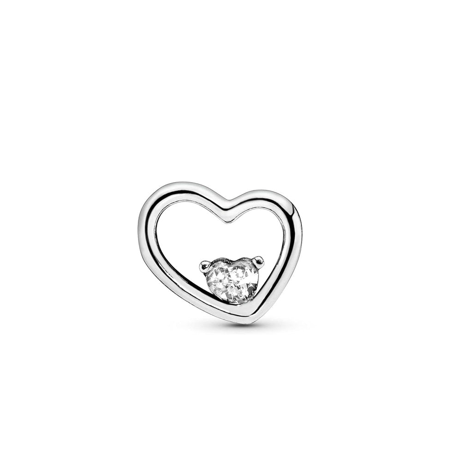 Aretes Pendientes Pandora Tipo Topo Corazon Asimetrico 297813CZ Plata 925 2