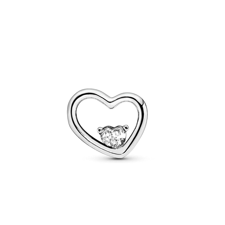 Aretes Pendientes Pandora Tipo Topo Corazon Asimetrico 297813CZ Plata 925 2