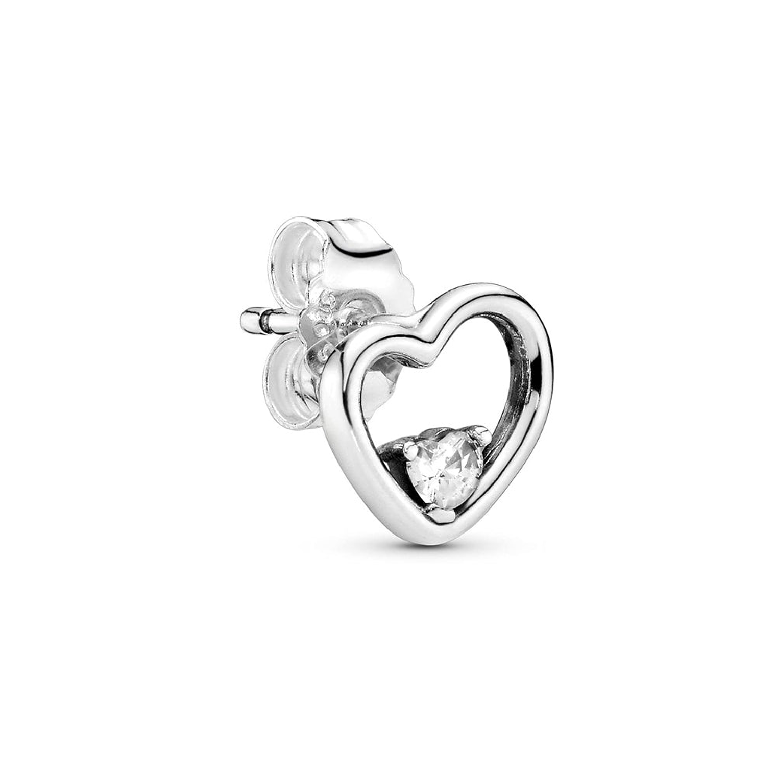 Aretes Pendientes Pandora Tipo Topo Corazon Asimetrico 297813CZ Plata 925 3